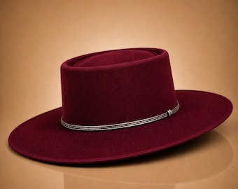 Cowboyhatt i mocka, westernhatt med bred brätte, herrhatt, damhatt, ranchhatt med platt brätte, cowgirlhatt, vintage westernhatt