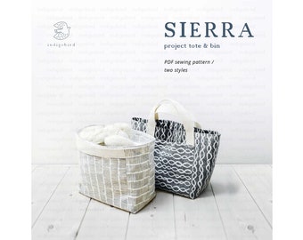 PATTERN, Sierra Tote, Project bag, Project bin, PDF Sewing Pattern, Knitting project bag, Lunch Bag