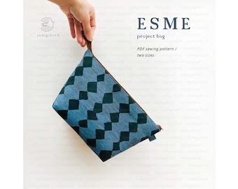 Esme Zip Pouch, PDF PATTERN, Knitting project bag, Travel pouch