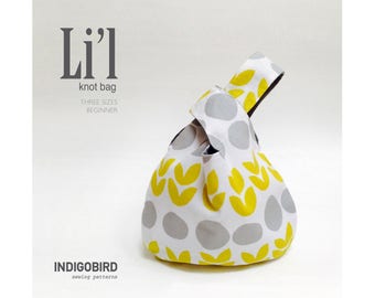 PATTERN, Knitting Project Bag pattern, Knot Bag, Bag Pattern PDF, Japanese knot bag, Grab bag, Reversible bag, DIY gift