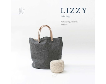 PATTERN, Tote bag, bucket bag pattern, Sewing pattern, knitting bag, project bag, PDF bag pattern, bucket tote bag, Lizzy bucket tote