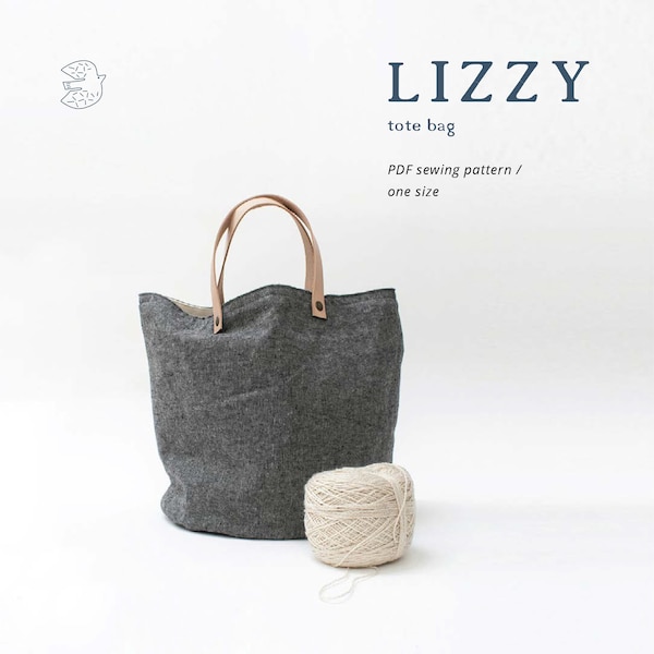 PATTERN, Tote bag, bucket bag pattern, Sewing pattern, knitting bag, project bag, PDF bag pattern, bucket tote bag, Lizzy bucket tote