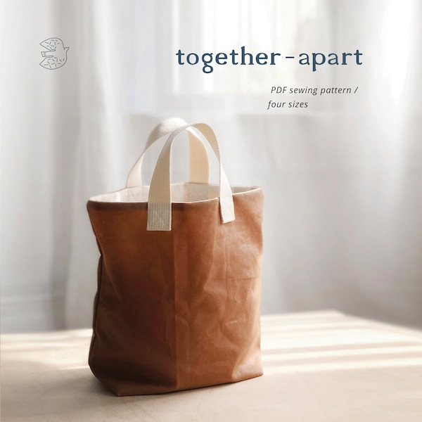 Gift Bag, PDF sewing pattern, together apart bag, treat bag, project bag, knitting bag, indigobirddesign