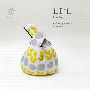 PATTERN, Knitting Project Bag pattern, Knot Bag, Bag Pattern PDF, Japanese knot bag, Grab bag, Reversible bag, DIY gift, l&#39;il knot bag
