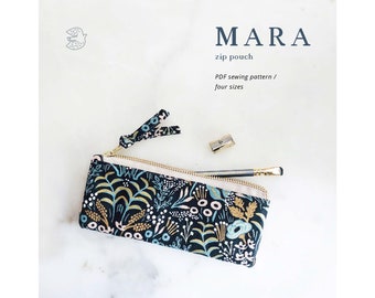 PATTERN, Zip Pouch, Pencil Case, PDF Sewing Pattern, Notions pouch, Pencil pouch, Makeup pouch, Mara Zip Pouch