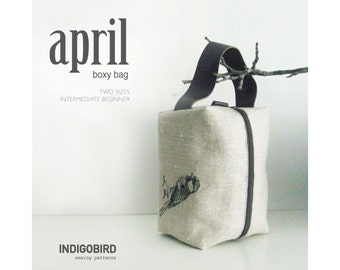 PATTERN - Knitting Bag, Boxy Zip Bag, Project bag, Sewing Pattern, Zipper bag, Boxy Pouch, PDF Sewing tutorial, dopp bag, April boxy bag