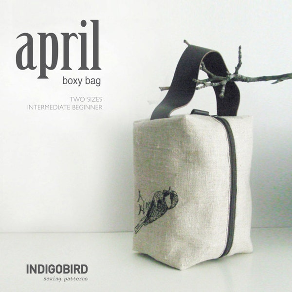 PATTERN - Knitting Bag, Boxy Zip Bag, Project bag, Sewing Pattern, Zipper bag, Boxy Pouch, PDF Sewing tutorial, dopp bag, April boxy bag