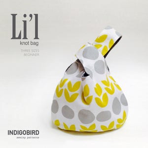 Paquete de patrones de costura: bolsa para tejer, bolsa para proyectos, bolsa para nudos, bolsa con cordón y bolsa bento. imagen 6