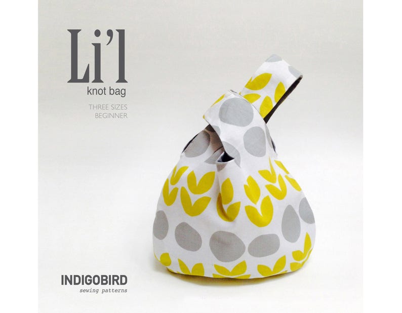 Paquete de patrones de costura: bolsa para tejer, bolsa para proyectos, bolsa para nudos, bolsa con cordón y bolsa bento. imagen 6
