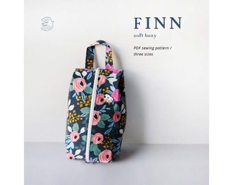 PATTERN, Boxy Zip Bag, Knitting Bag, Bag Pattern PDF, Sewing Pattern, dopp bag, cosmetic bag, teacher gift, Finn soft boxy