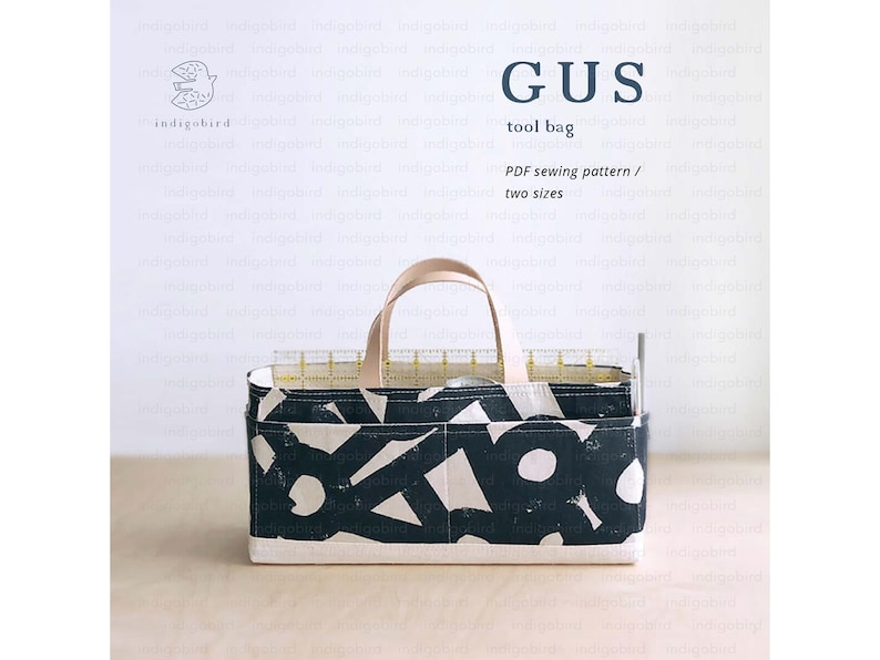 Tool Bag, PDF sewing pattern, Gus Tool Bag, project bag, craft tool caddy, knitting bag, indigobirddesign image 1