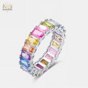 S925 Sterling Silver Rainbow CZ Ring | 2 in 1 Convertible Ring Pendant | Twisted Stackable Dainty Band |Pride Jewelry | Gift For Her