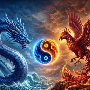 Dragon and Phoenix Wall Art - Etsy