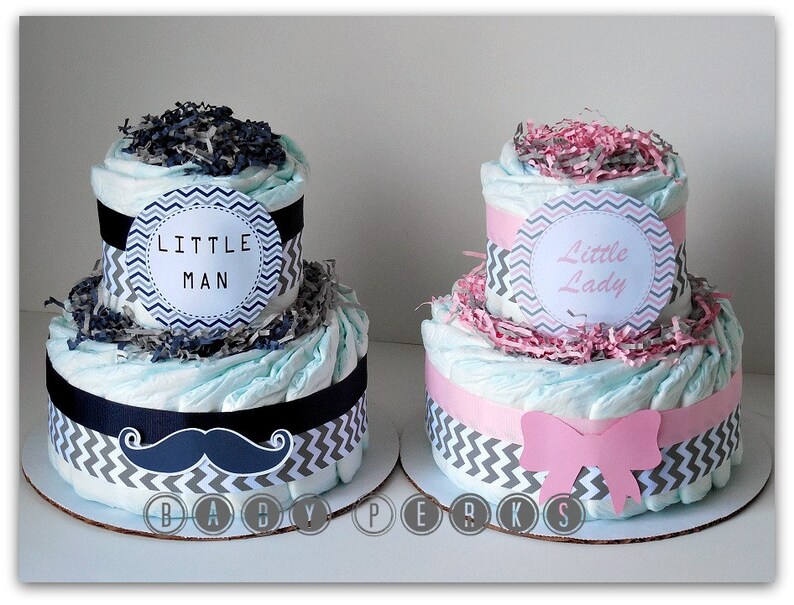 Little Lady Little Man Diaper Cake Baby Shower Etsy