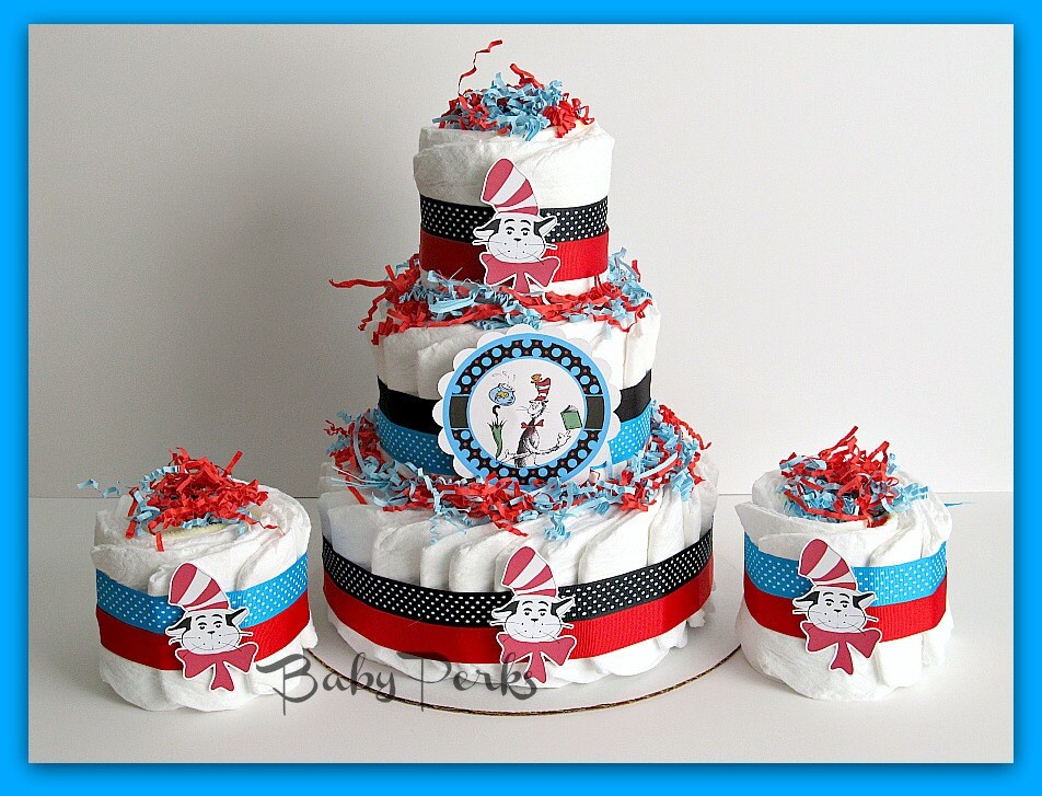 Dr Seuss Diaper Cake Bundle Cat In The Hat Diaper Cake Dr Etsy