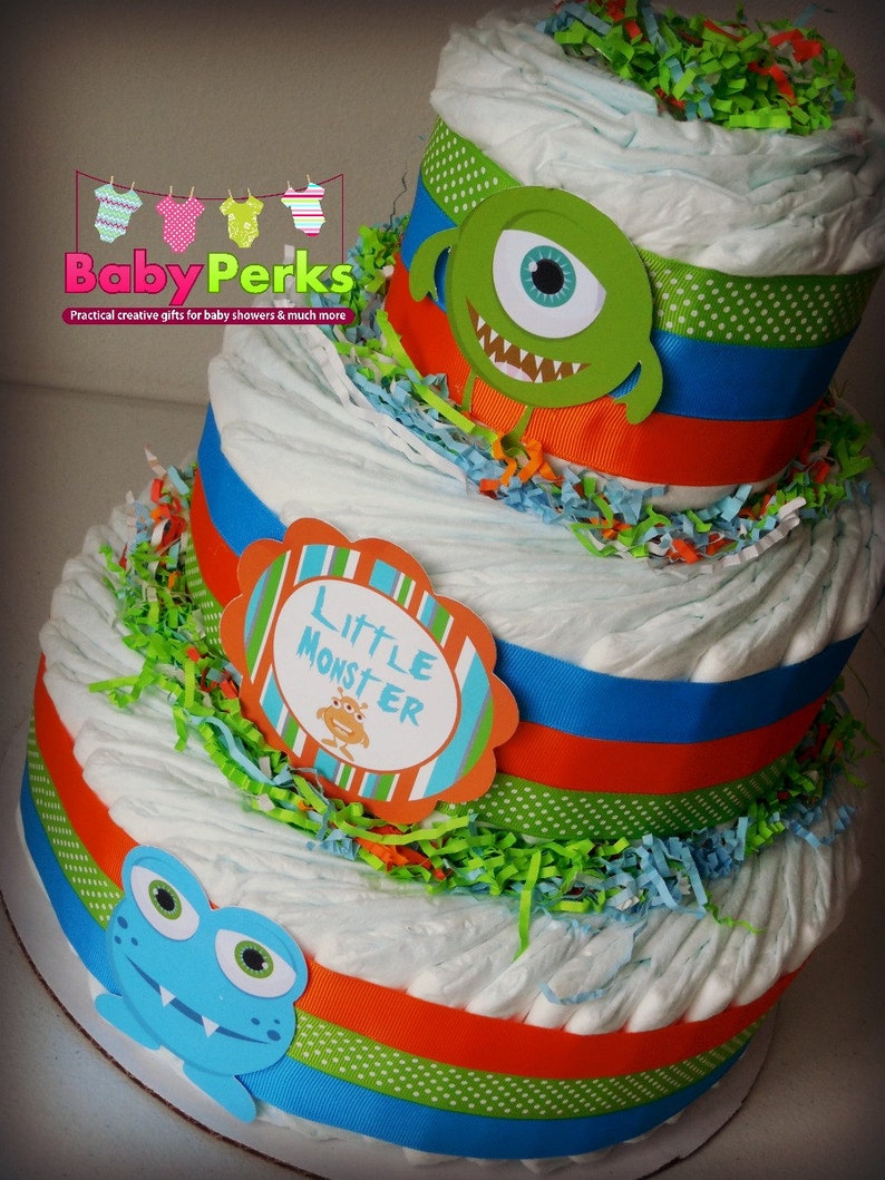 Little Monster Diaper Cake Little Monster Baby Shower Baby Etsy