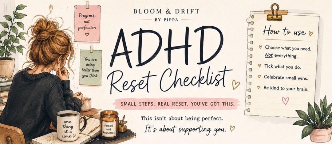 ADHD Reset Checklist Printable | ADHD Planner Page | Neurodivergent ...