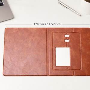 Personalized multifunctional Leather Mouse Pad with Phone Stand &Pen Holder, custom office desk accessory, Father's Day gift, corporate gift image 4