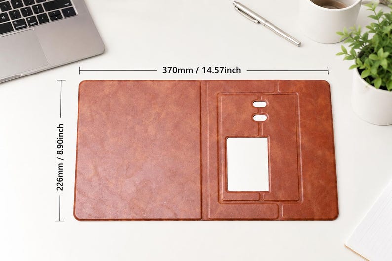 Personalized multifunctional Leather Mouse Pad with Phone Stand &Pen Holder, custom office desk accessory, Father's Day gift, corporate gift image 4