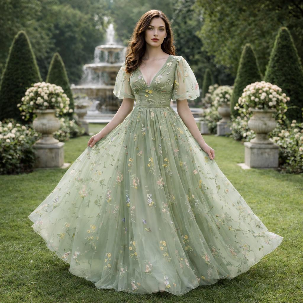enchanted night tiered embroidered midi dress Baltic Born Womens Lotte Embroidered Midi Dress | Emerald main image 1