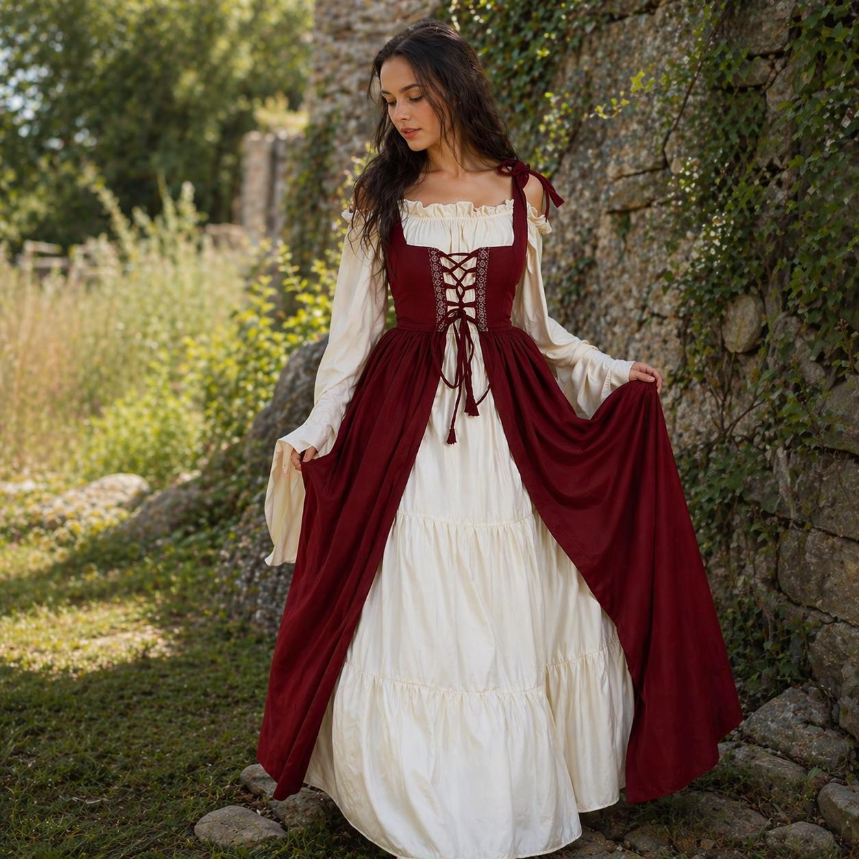 Red Peasant Dress - Etsy