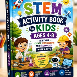 Stem Activity Book, Printable Worksheets Ages 4-8 | Science, Engineering & Technology PDF