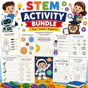 STEM-activiteitenpakket voor kinderen: ruimte, wetenschap, robots (digitale pdf)