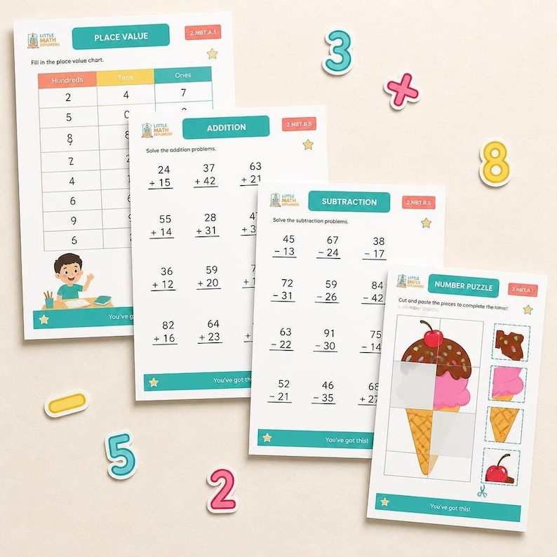 2nd Grade Math Worksheets, Printable Workbook | Addition, Subtraction ...