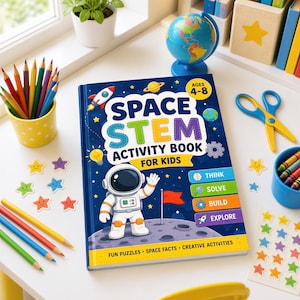 Space STEM Activity Book for Kids Ages 4–8, Solar System Worksheets PDF