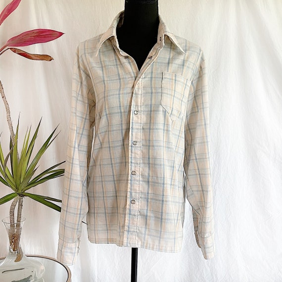 Vintage Soft Pastel Plaid Western Button Up Shirt