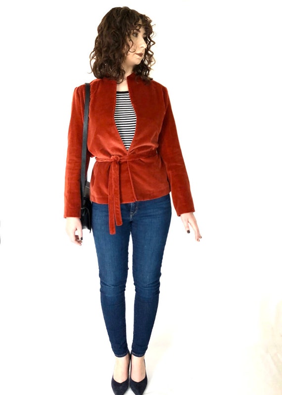 Velvet Wrap Jacket - 70s - 80s- Casual Luxury-Larg