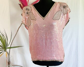 1960s Vintage Sequin Boxy Fit Top - Small EUC