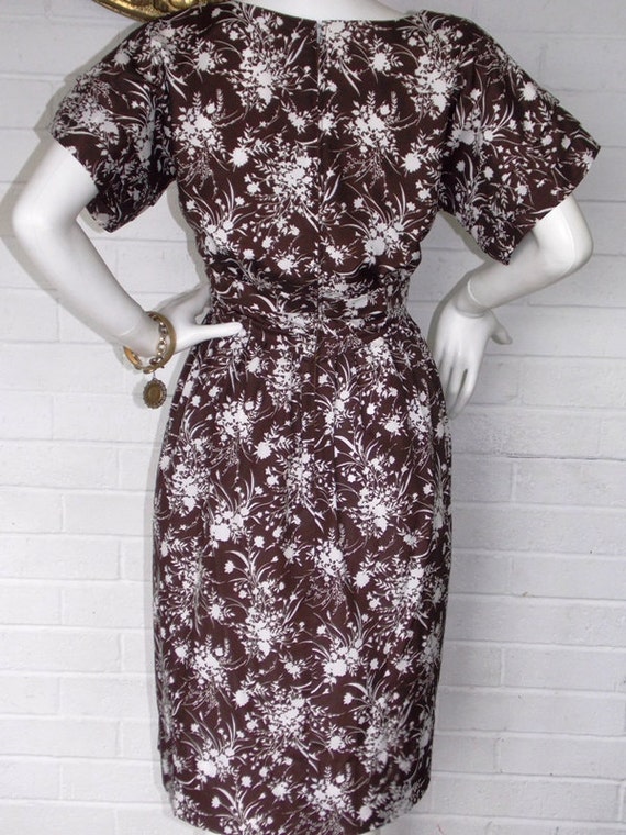 60's Chocolate Brown Floral Day Dress