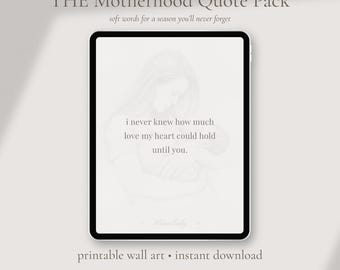 Printset met quote moederschap | Neutrale kinderkamermuurkunst (digitale download)