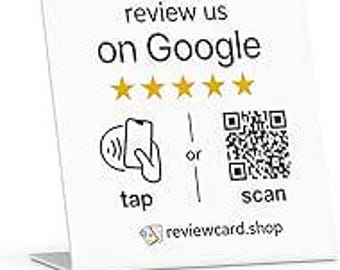 Review us on Google Stand - QR & Tap NFC Stand - Comes pre-setup - Collect 5* Reviews
