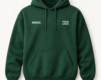 Individuell gestaltbarer Sanitäter-Hoodie, Hoodie mit Firmenlogo, personalisierte Arbeitskleidung für Veranstaltungspersonal, eigenes Design hochladen, Bekleidung für medizinisches Team