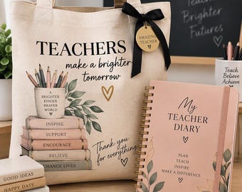 Personalisierte Lehrertasche & passendes Tagebuch-Geschenkset