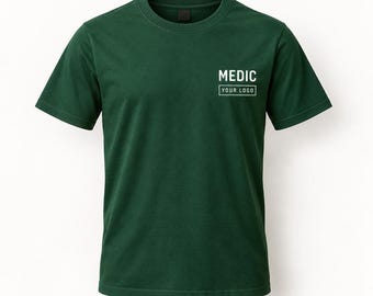 Individuell bedrucktes T-Shirt, Sanitäter-Shirt, Arbeitskleidung mit Firmenlogo, personalisiertes Event-Mitarbeiter-Shirt, laden Sie Ihr eigenes Design hoch