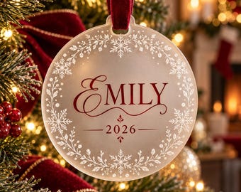 Personalisierte Weihnachtskugel, Rentier-Anhänger mit individuellem Namen, festliche Erinnerungsdekoration für Kinder