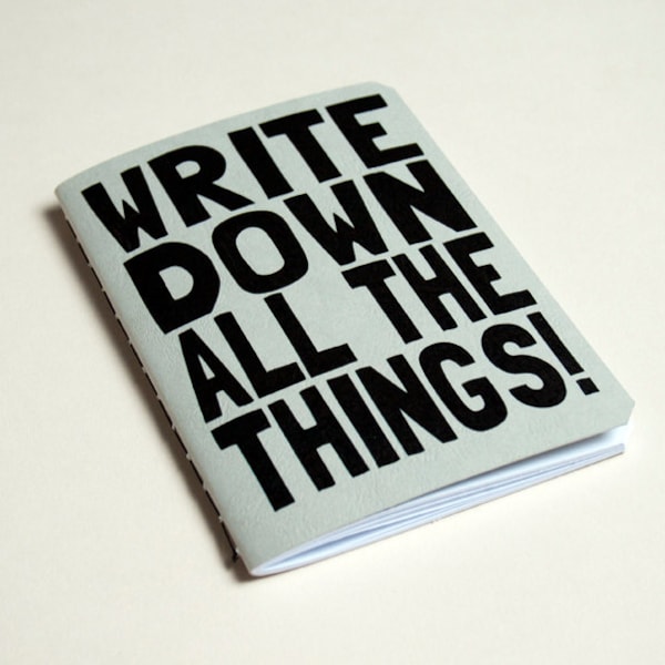 Handmade notebook "Write down All the things" Journal. Sketchbook. Notepad. writing. Geek