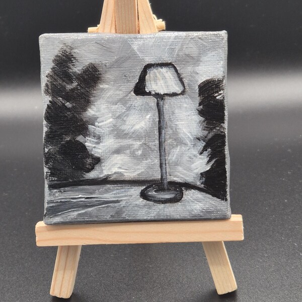 Mini Whispers: Where the Light Remembers, original lamp painting