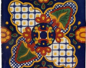 12  Mexican Hand Painted Talavera Tiles 4" X 4"