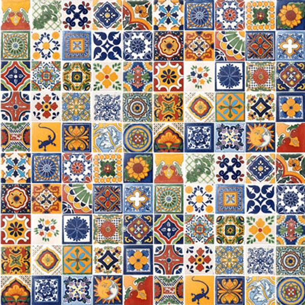 Mexican Talavera Tile 25 2" x 2" pieces for your craft or construction project