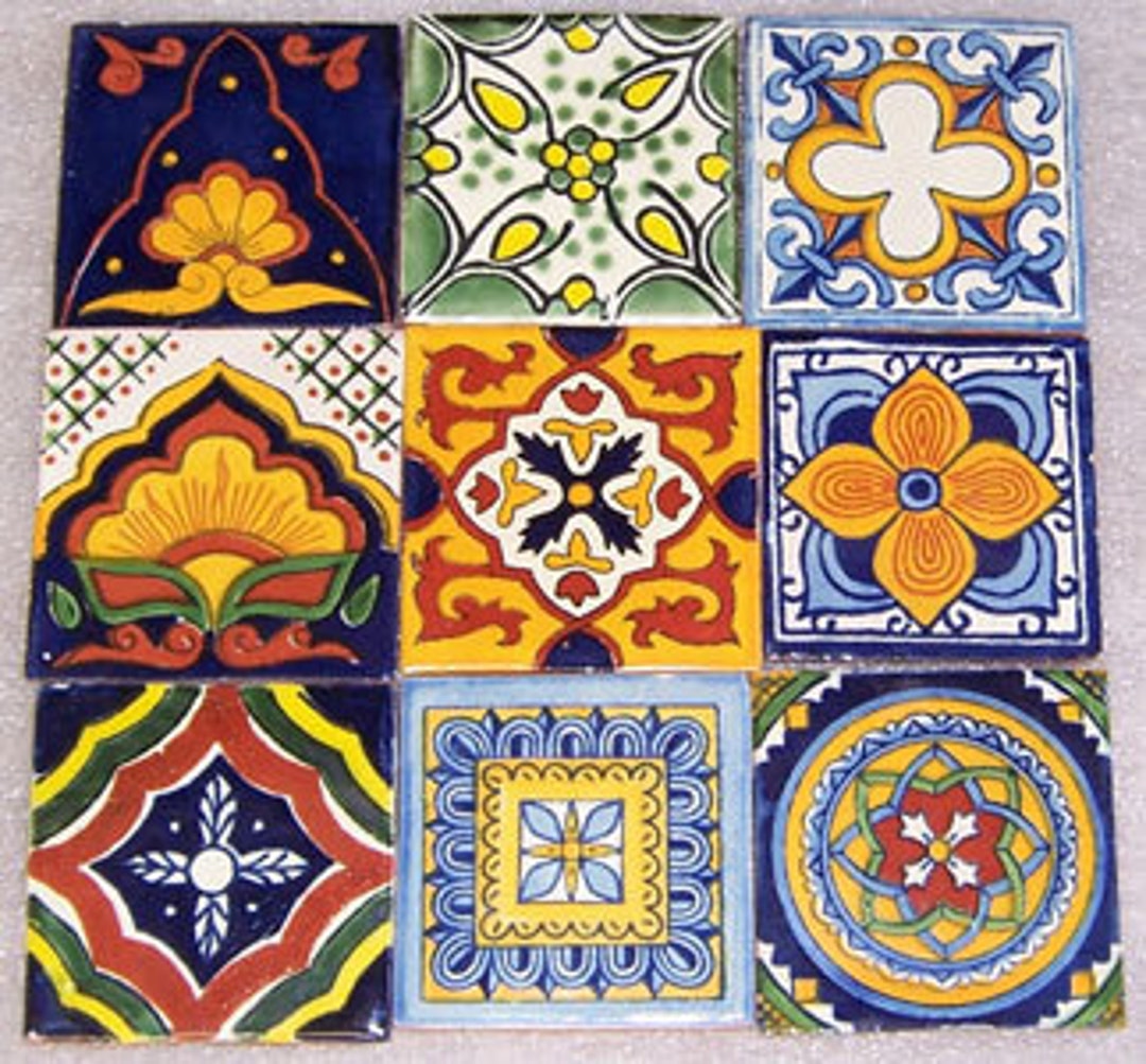 Spanish Mediterranean decor 90 Mexican Hand Painted Talavera Tiles 4