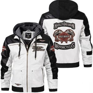 Harley Davidson White Leather Jacket - Etsy