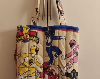 Torba Power Rangers z pikowanej tkaniny w stylu pionowym z recyklingu