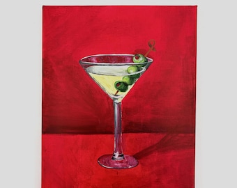 Classic Martini on Red - Original Acrylic Art