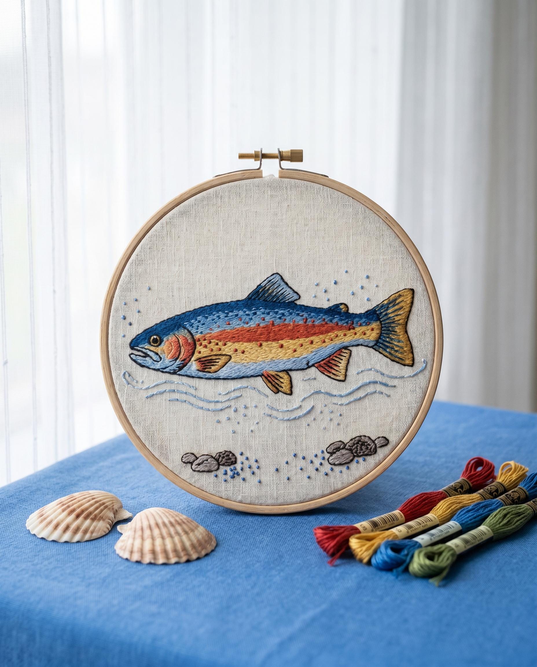 20 Fabulous Fish Crafts For Kids 17 Rainbow Trout Embroidery Kit - Freshwater Fish Needlepoint - Nature…