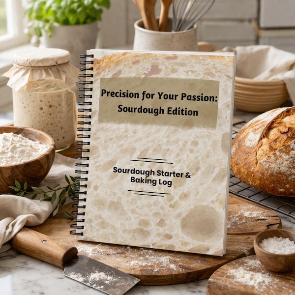 Sauerteig Back Logbuch | Spiralgebundene Starter & Back-Tracker | Geführtes Maschinenbordbuch