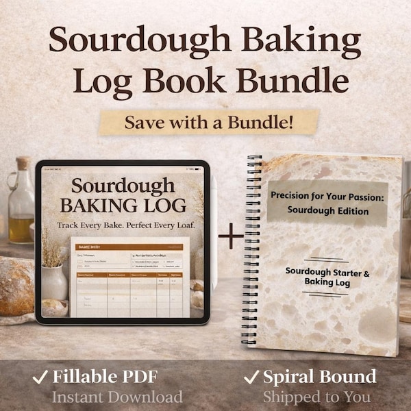 Sauerteig Back Logbuch | Spiralbindung Starter Tracker + PDF Bundle